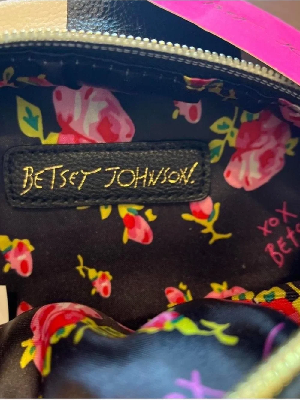Betsey Johnson Pink & Black Quilted Mini Backpack